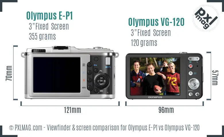 Olympus E-P1 vs Olympus VG-120 Screen and Viewfinder comparison
