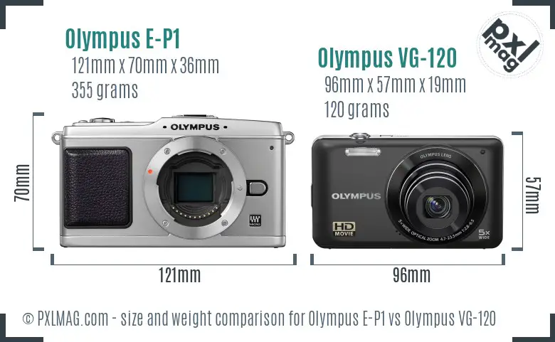 Olympus E-P1 vs Olympus VG-120 size comparison