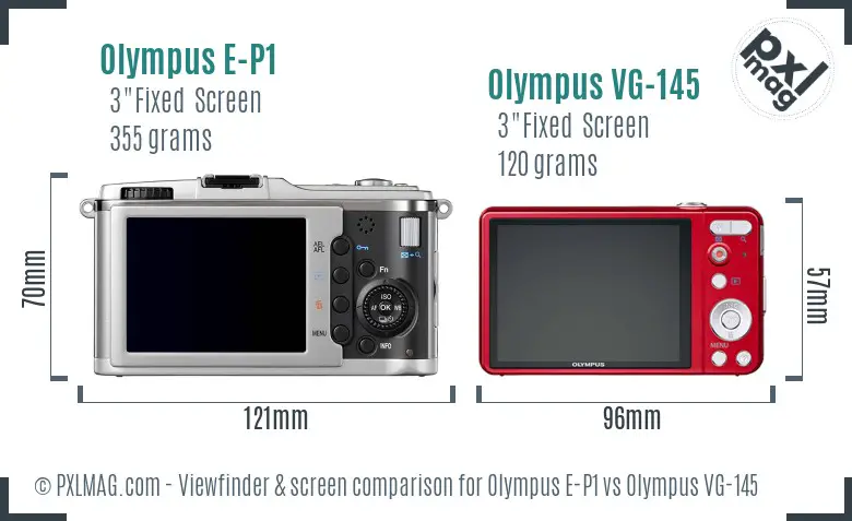 Olympus E-P1 vs Olympus VG-145 Screen and Viewfinder comparison