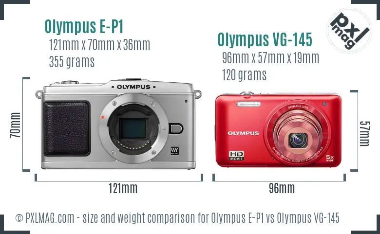 Olympus E-P1 vs Olympus VG-145 size comparison