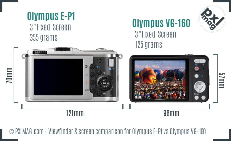 Olympus E-P1 vs Olympus VG-160 Screen and Viewfinder comparison