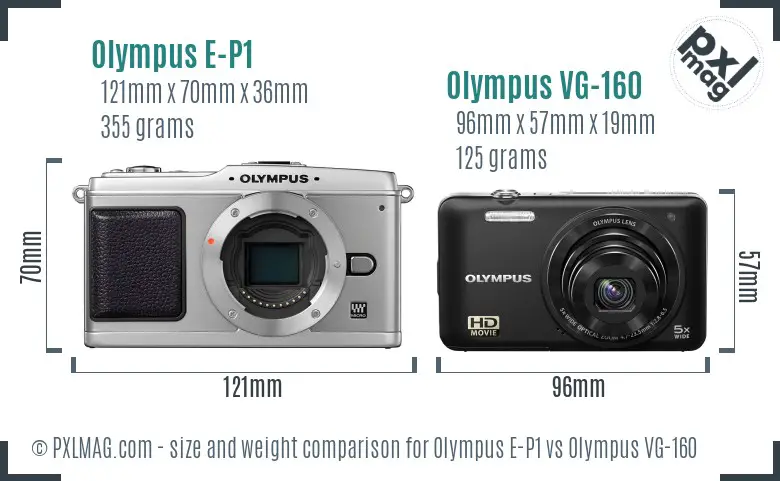 Olympus E-P1 vs Olympus VG-160 size comparison