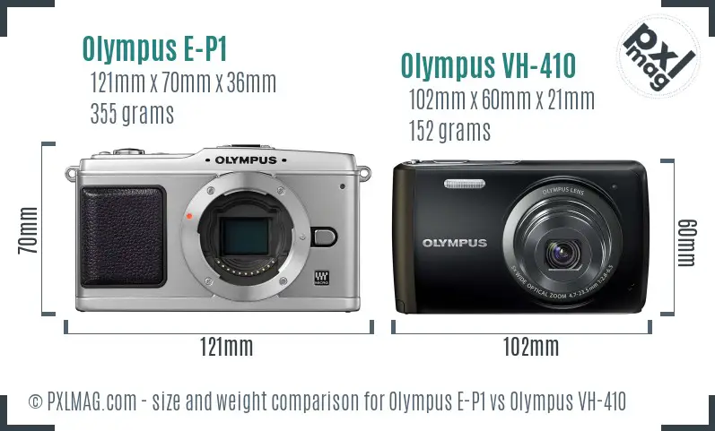 Olympus E-P1 vs Olympus VH-410 size comparison