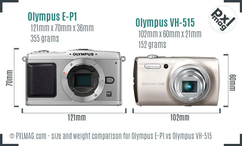 Olympus E-P1 vs Olympus VH-515 size comparison
