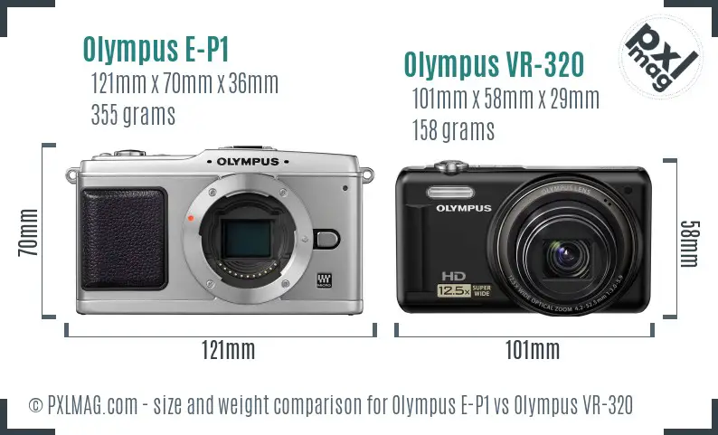 Olympus E-P1 vs Olympus VR-320 size comparison