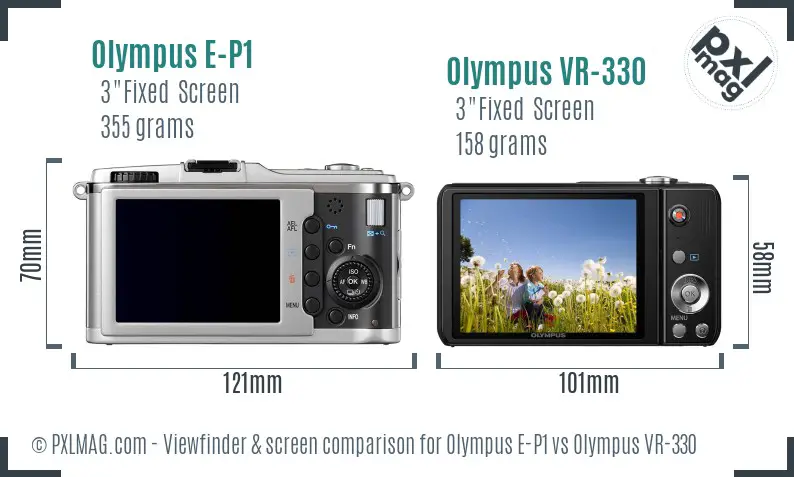 Olympus E-P1 vs Olympus VR-330 Screen and Viewfinder comparison