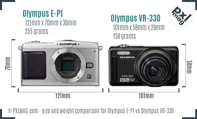 Olympus E-P1 vs Olympus VR-330 size comparison