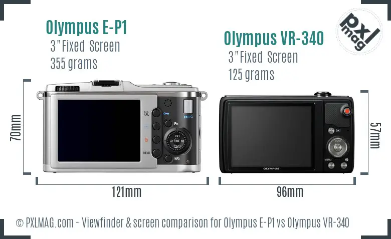 Olympus E-P1 vs Olympus VR-340 Screen and Viewfinder comparison