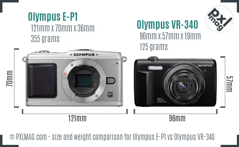 Olympus E-P1 vs Olympus VR-340 size comparison