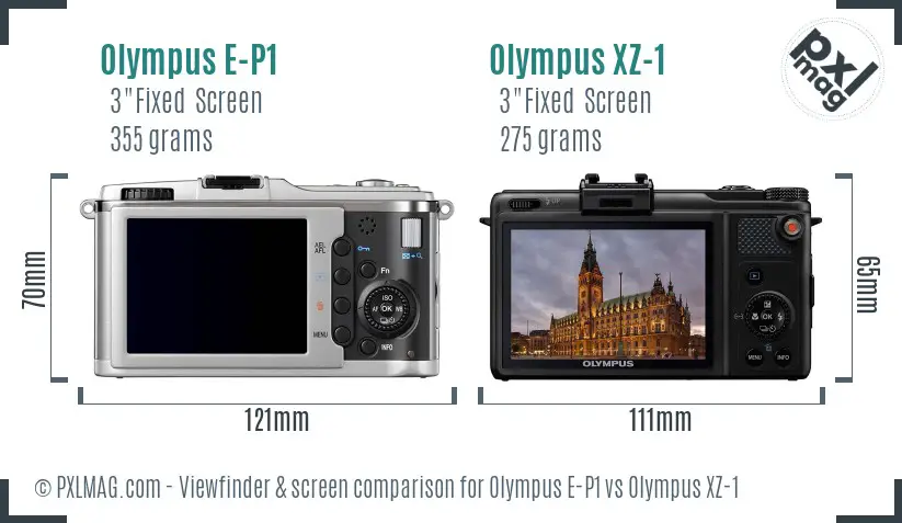 Olympus E-P1 vs Olympus XZ-1 Screen and Viewfinder comparison