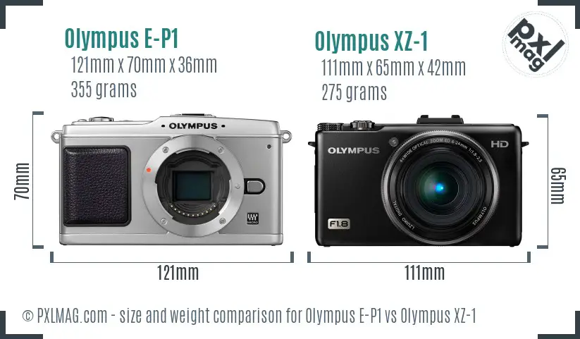 Olympus E-P1 vs Olympus XZ-1 size comparison