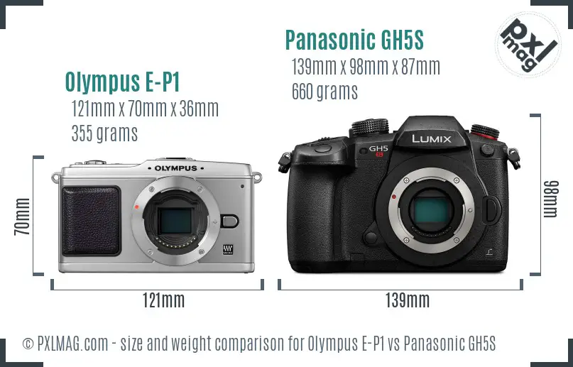 Olympus E-P1 vs Panasonic GH5S size comparison