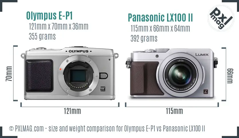 Olympus E-P1 vs Panasonic LX100 II size comparison