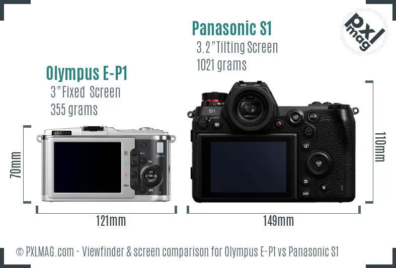 Olympus E-P1 vs Panasonic S1 Screen and Viewfinder comparison