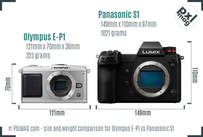 Olympus E-P1 vs Panasonic S1 size comparison