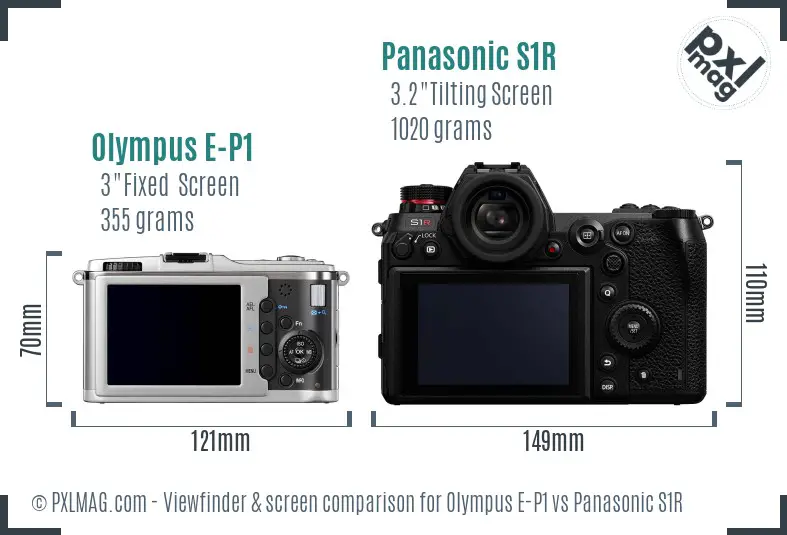 Olympus E-P1 vs Panasonic S1R Screen and Viewfinder comparison
