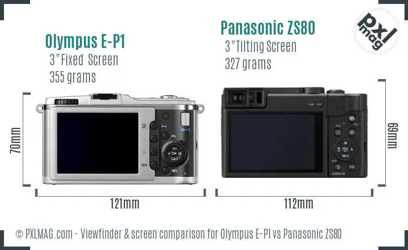 Olympus E-P1 vs Panasonic ZS80 Screen and Viewfinder comparison