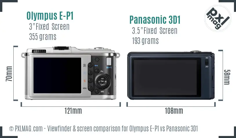 Olympus E-P1 vs Panasonic 3D1 Screen and Viewfinder comparison