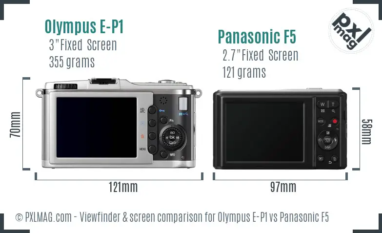 Olympus E-P1 vs Panasonic F5 Screen and Viewfinder comparison