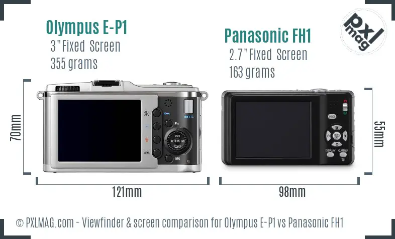 Olympus E-P1 vs Panasonic FH1 Screen and Viewfinder comparison