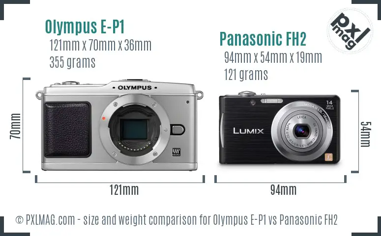 Olympus E-P1 vs Panasonic FH2 size comparison