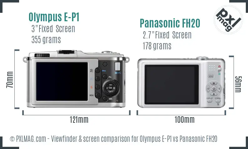 Olympus E-P1 vs Panasonic FH20 Screen and Viewfinder comparison