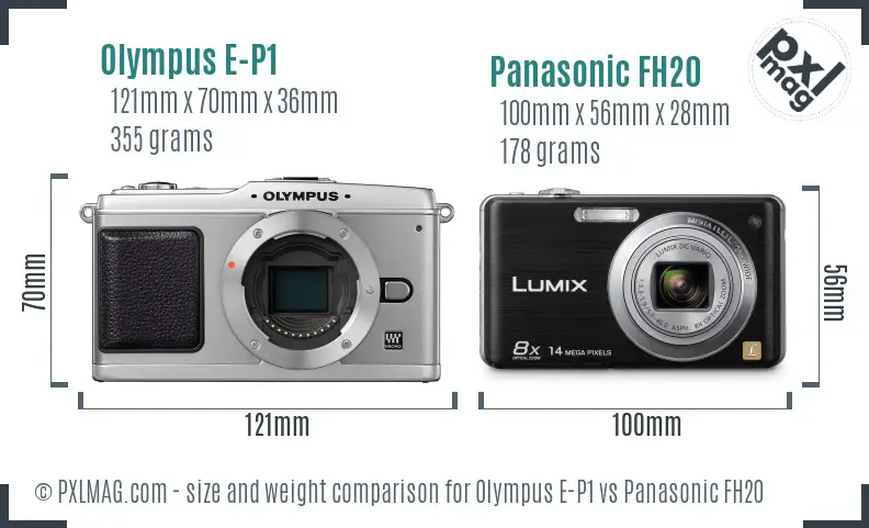 Olympus E-P1 vs Panasonic FH20 size comparison