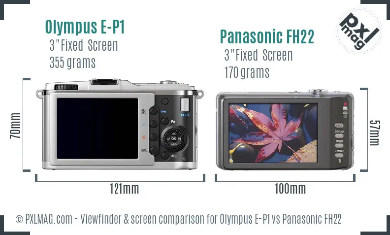 Olympus E-P1 vs Panasonic FH22 Screen and Viewfinder comparison