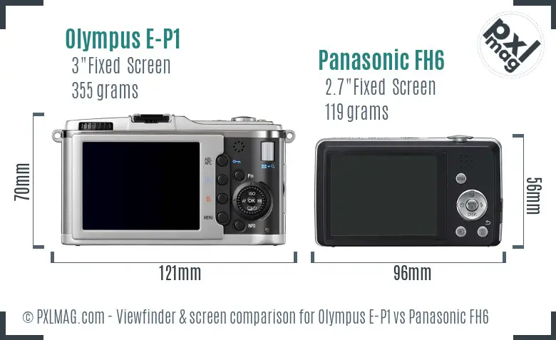 Olympus E-P1 vs Panasonic FH6 Screen and Viewfinder comparison