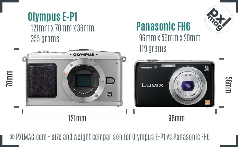 Olympus E-P1 vs Panasonic FH6 size comparison