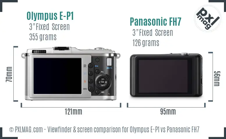 Olympus E-P1 vs Panasonic FH7 Screen and Viewfinder comparison