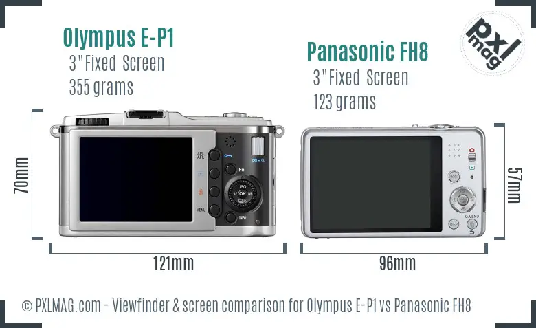 Olympus E-P1 vs Panasonic FH8 Screen and Viewfinder comparison