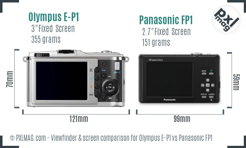 Olympus E-P1 vs Panasonic FP1 Screen and Viewfinder comparison