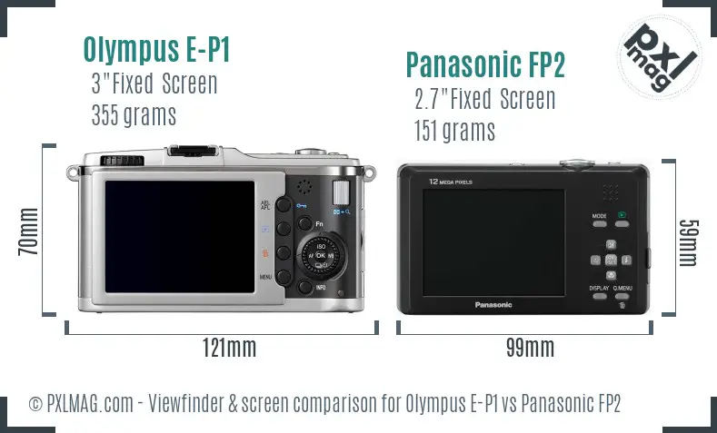 Olympus E-P1 vs Panasonic FP2 Screen and Viewfinder comparison