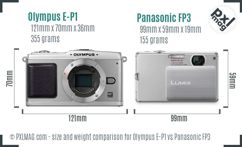 Olympus E-P1 vs Panasonic FP3 size comparison