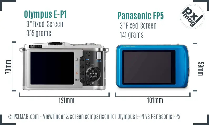 Olympus E-P1 vs Panasonic FP5 Screen and Viewfinder comparison