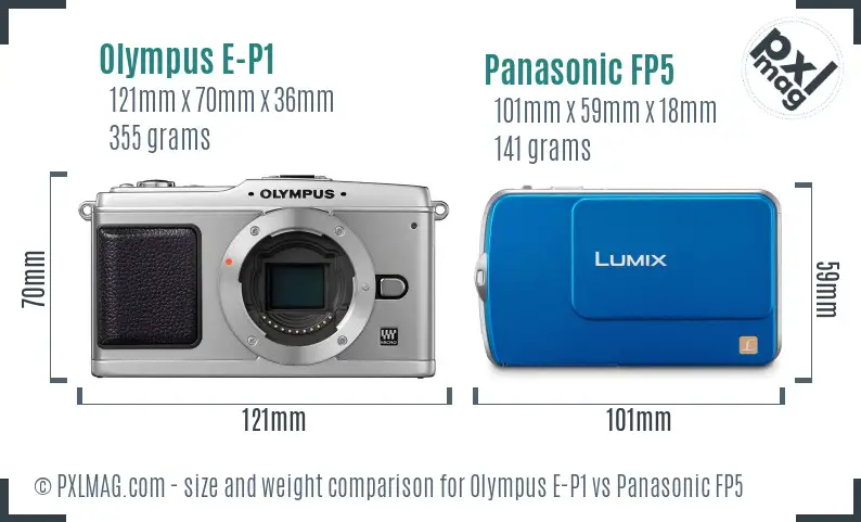 Olympus E-P1 vs Panasonic FP5 size comparison
