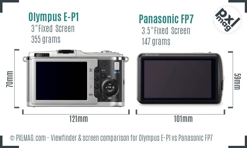Olympus E-P1 vs Panasonic FP7 Screen and Viewfinder comparison