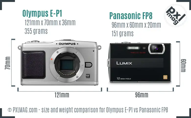 Olympus E-P1 vs Panasonic FP8 size comparison