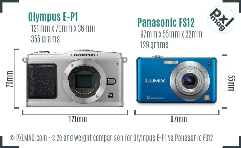 Olympus E-P1 vs Panasonic FS12 size comparison