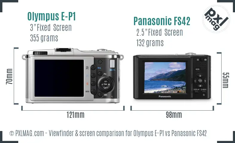 Olympus E-P1 vs Panasonic FS42 Screen and Viewfinder comparison