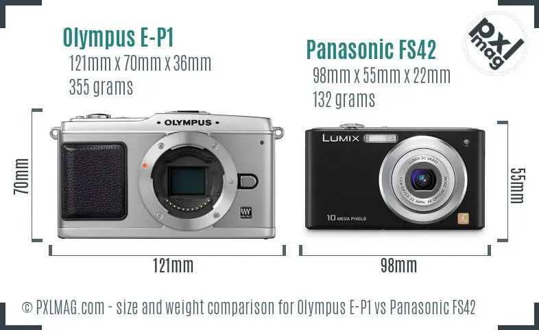 Olympus E-P1 vs Panasonic FS42 size comparison