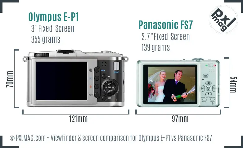 Olympus E-P1 vs Panasonic FS7 Screen and Viewfinder comparison