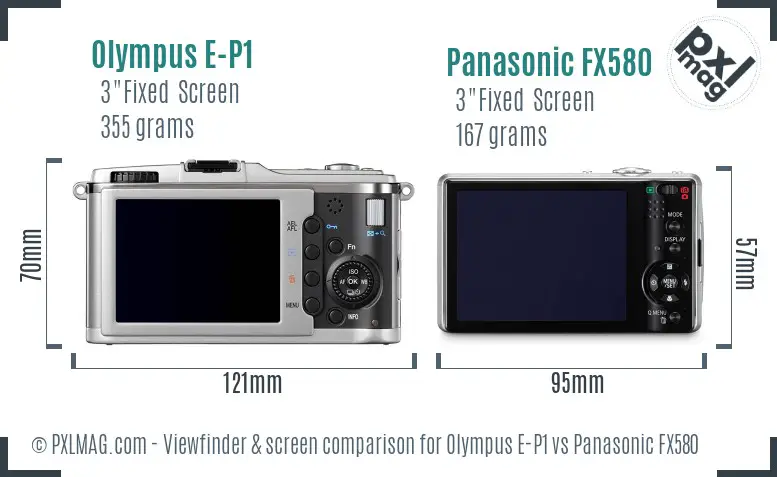 Olympus E-P1 vs Panasonic FX580 Screen and Viewfinder comparison