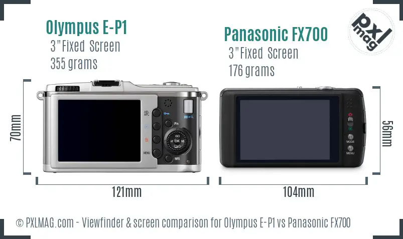 Olympus E-P1 vs Panasonic FX700 Screen and Viewfinder comparison
