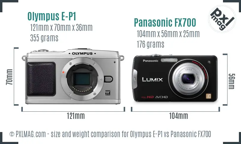 Olympus E-P1 vs Panasonic FX700 size comparison