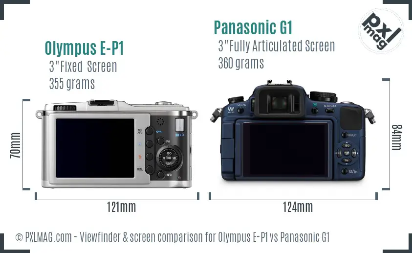 Olympus E-P1 vs Panasonic G1 Screen and Viewfinder comparison