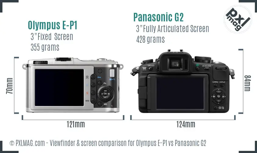 Olympus E-P1 vs Panasonic G2 Screen and Viewfinder comparison