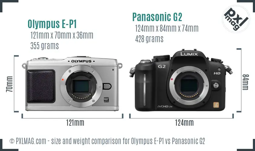 Olympus E-P1 vs Panasonic G2 size comparison