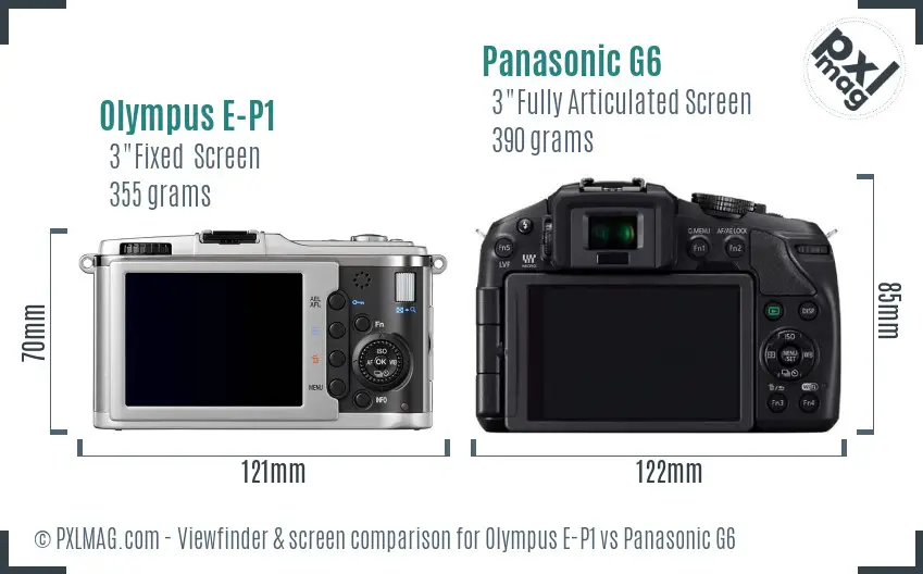 Olympus E-P1 vs Panasonic G6 Screen and Viewfinder comparison